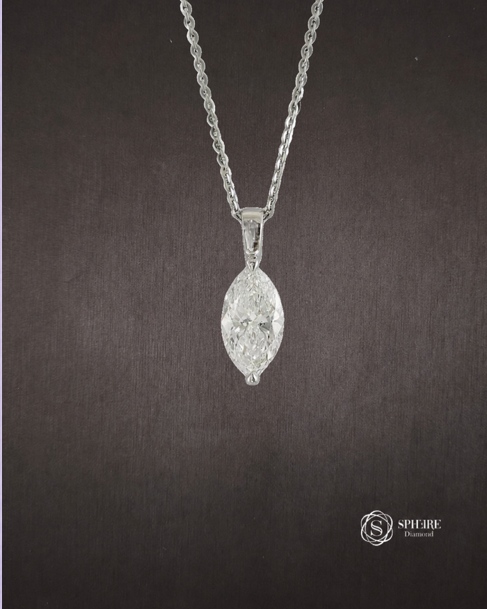 Marquise Cut Lab Grown Diamond Solitaire Pendant by Sphere Diamond Bangkok Thailand