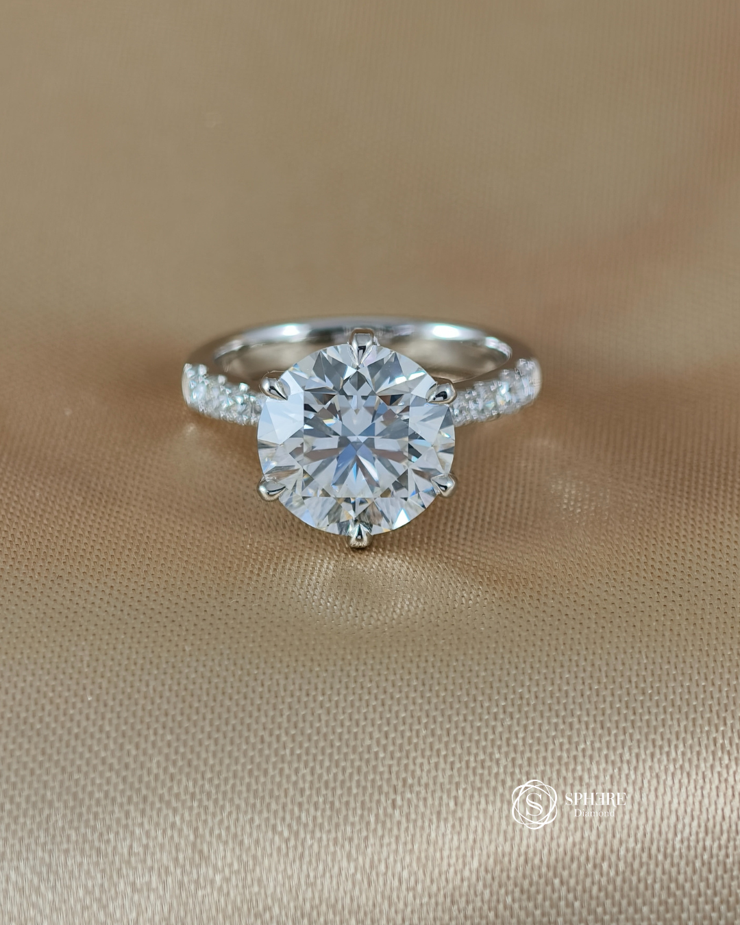 Six Prong Round brilliant with Pave Setting