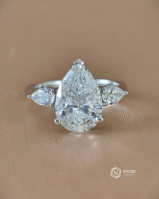 3 Stones Pear Cut Diamond Ring