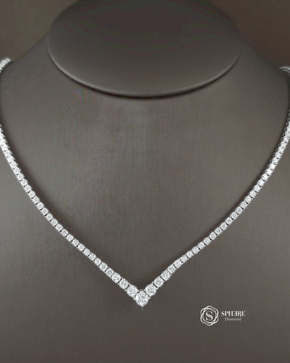 Classic V Shape Tennis Necklace