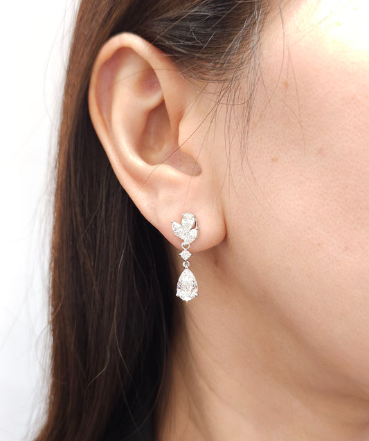 Marquise & Pear Cut Tulip Lab Grown Diamond Drop Earrings 