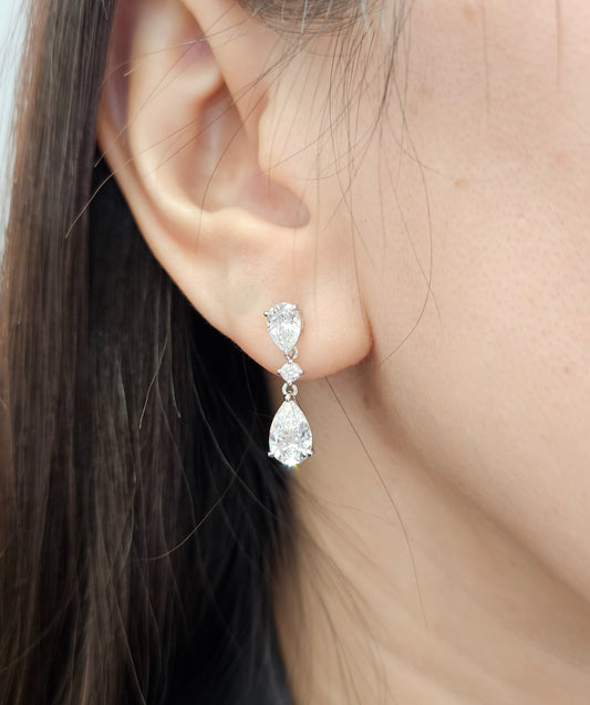 Diamond Drop Earrings featuring Pear Shape