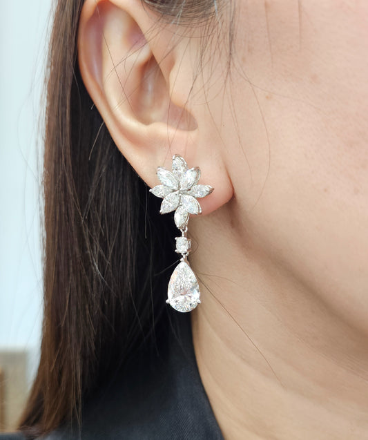  Lab Grown Diamond Floral Drop Earrings