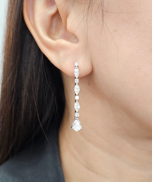 Fancy Marquise Diamond Earrings on ear