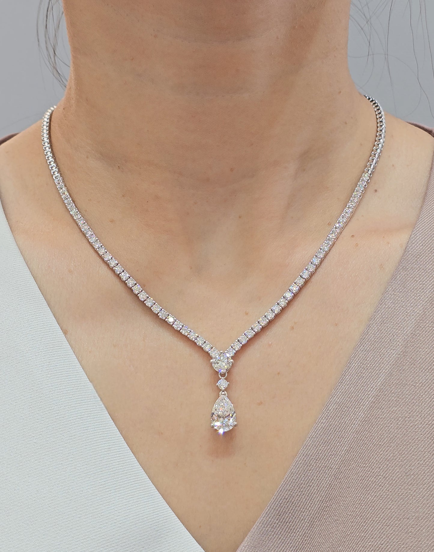 Celestia Pear Drop Lab Grown Diamond Tennis Necklace