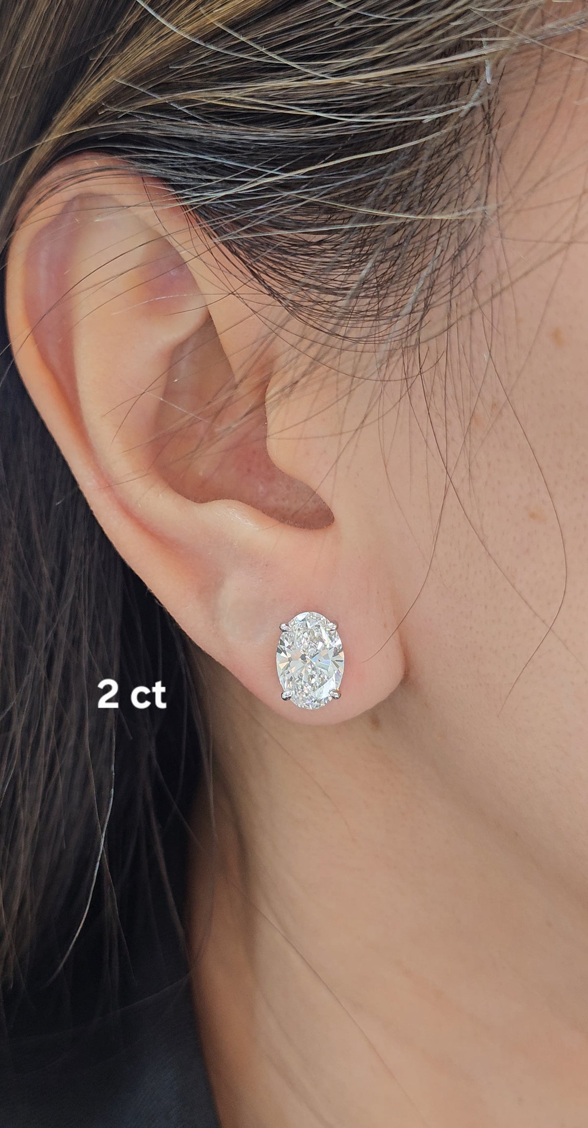 Oval Lab Grown Diamond Stud Earrings | IGI Certified