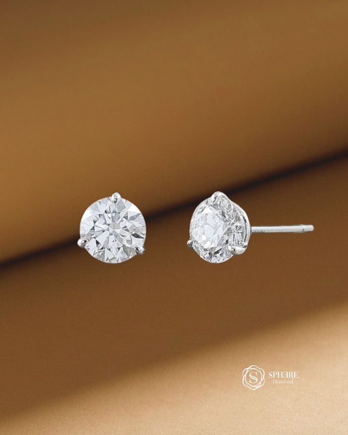Round Cut Lab Grown Diamond Stud Earrings by Sphere Diamond Bangkok Thailand