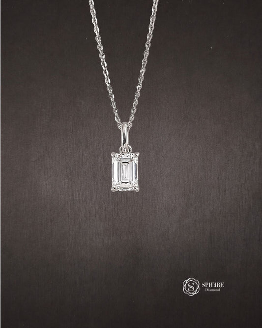 Emerald cut Diamond Pendant Necklace