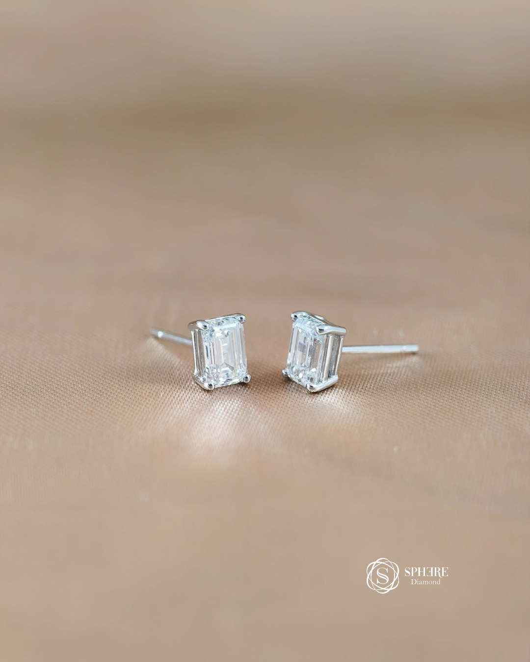 Emerald Elegance Diamond Stud Earring