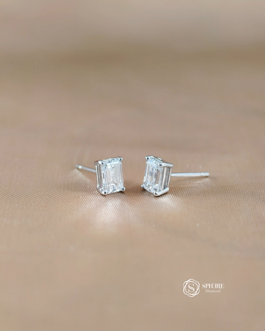 Emerald Elegance Diamond Stud Earring
