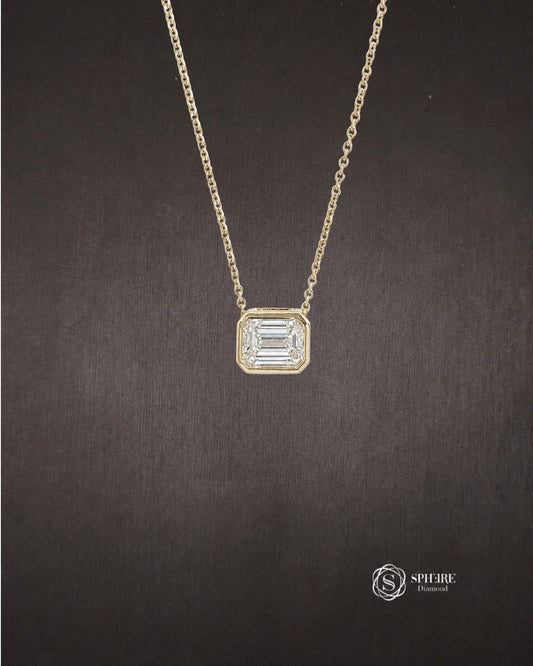 Emerald cut Diamond Pendant Necklace