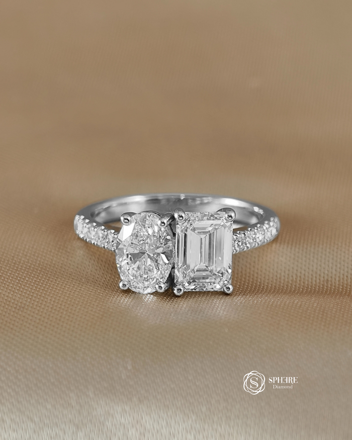 Toi Et Moi Ring - Oval & Emerald