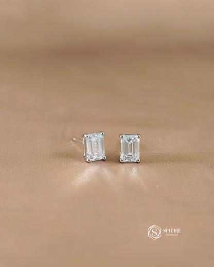 Emerald Elegance Diamond Stud Earring