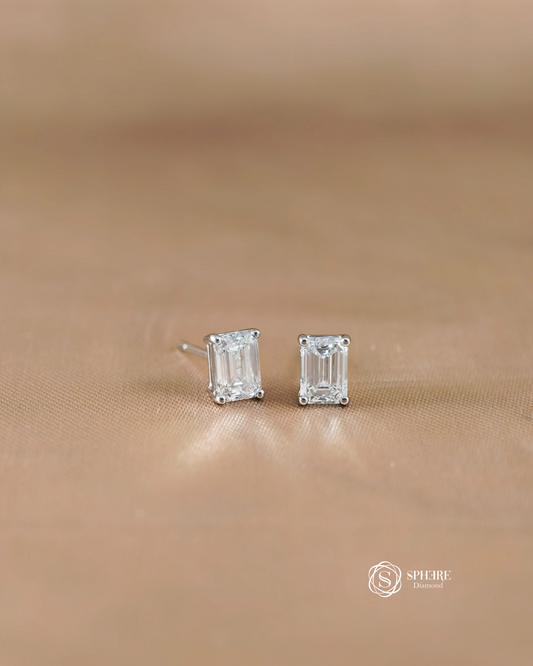 Emerald Elegance Diamond Stud Earring