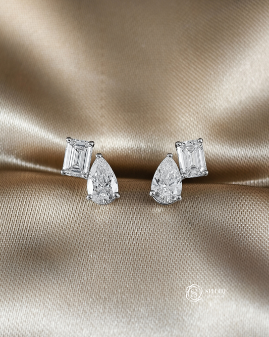Toi Et Moi Earring - Emerald & Pear