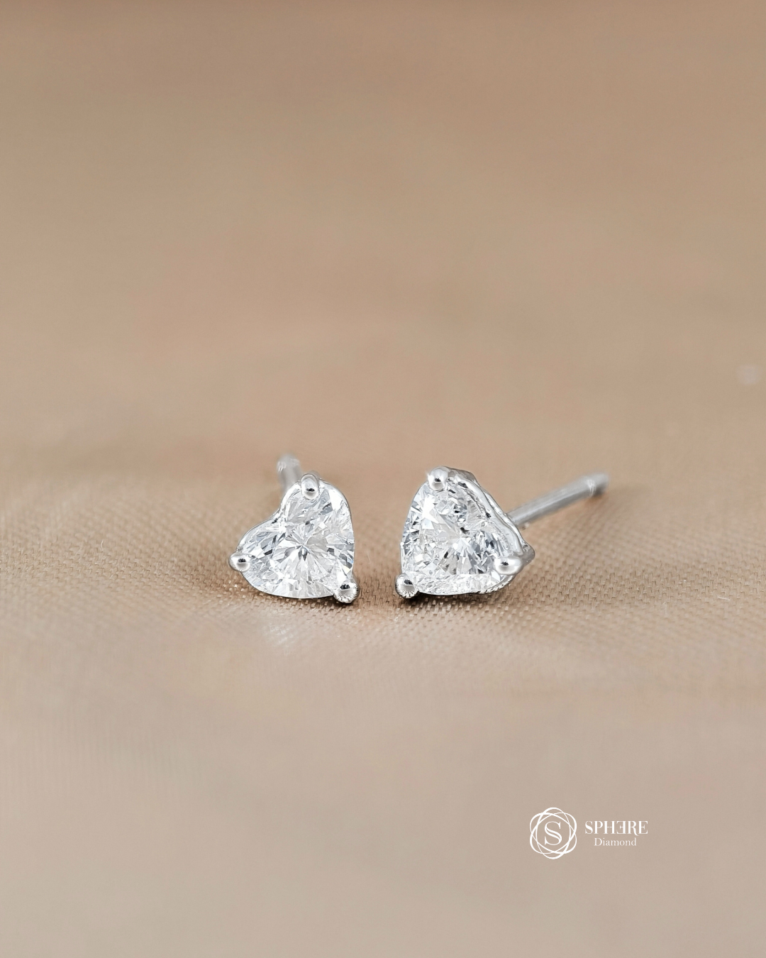 Heart Diamond Stud Earring