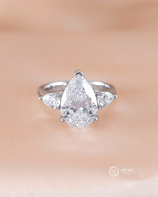 3 Stones Pear Cut Diamond Ring