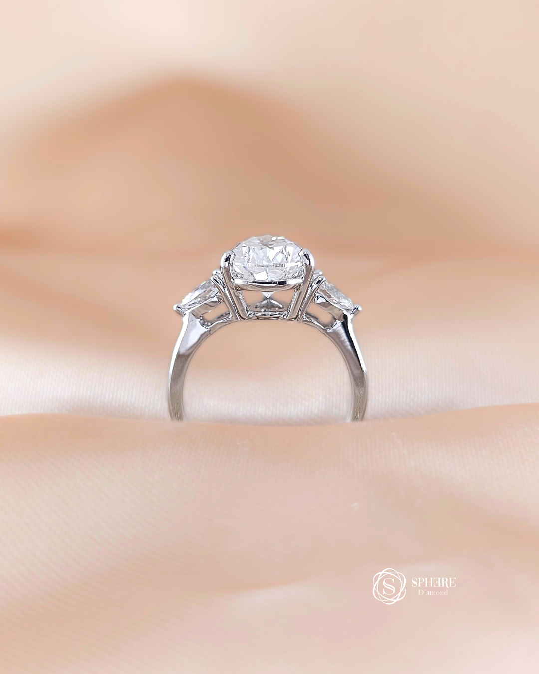 3 Stones Pear Cut Diamond Ring