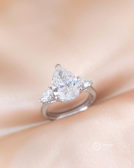 3 Stones Pear Cut Diamond Ring