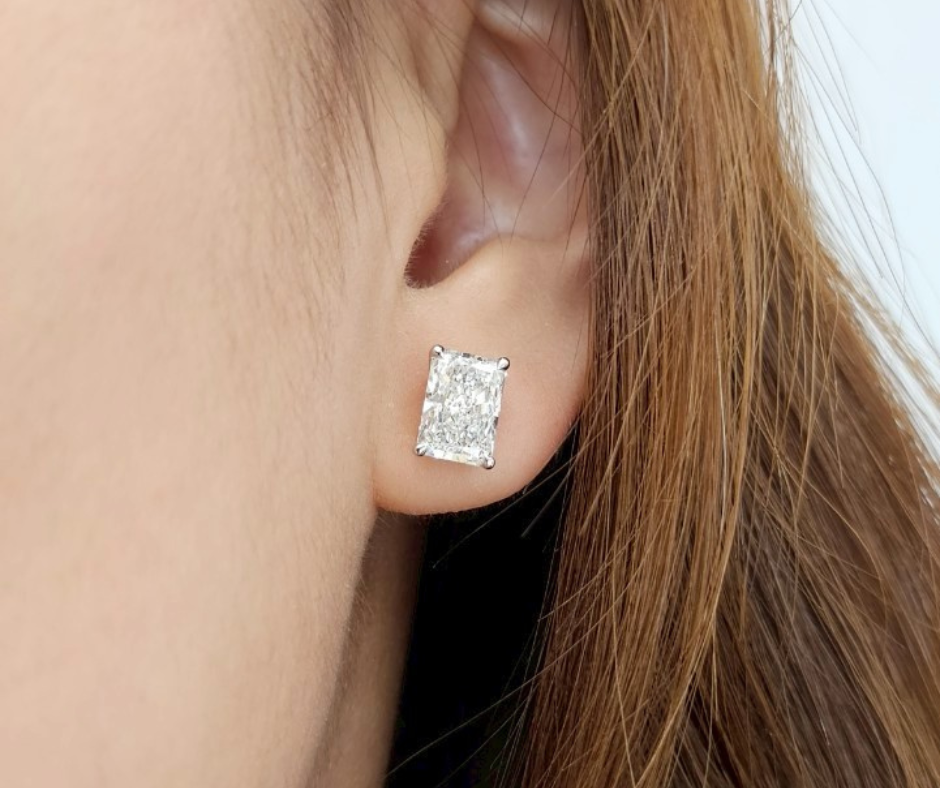 Radiant Diamond Stud Earring
