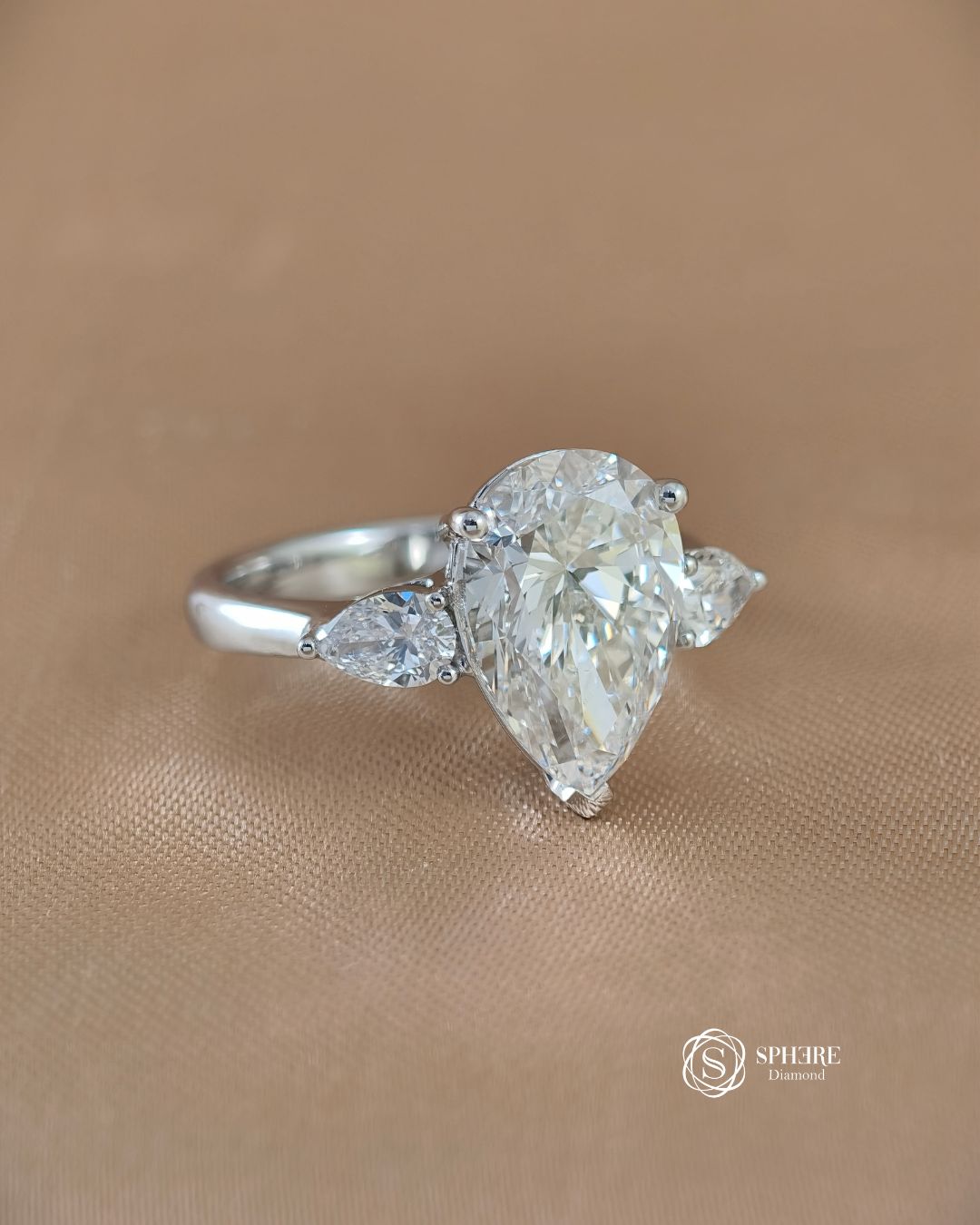 3 Stones Pear Cut Diamond Ring