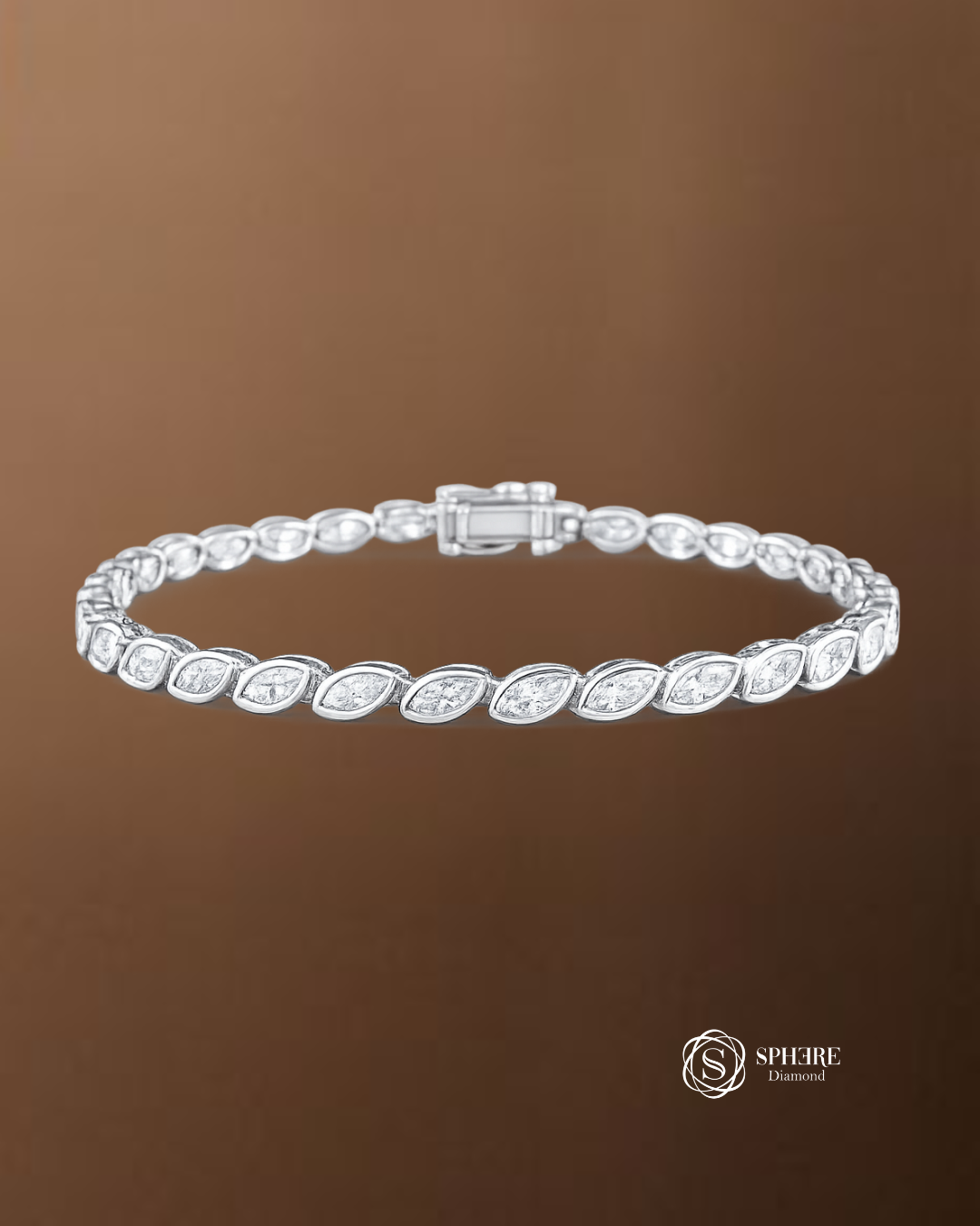 Marquise Cut Lab Grown Diamond Bezel Bracelet