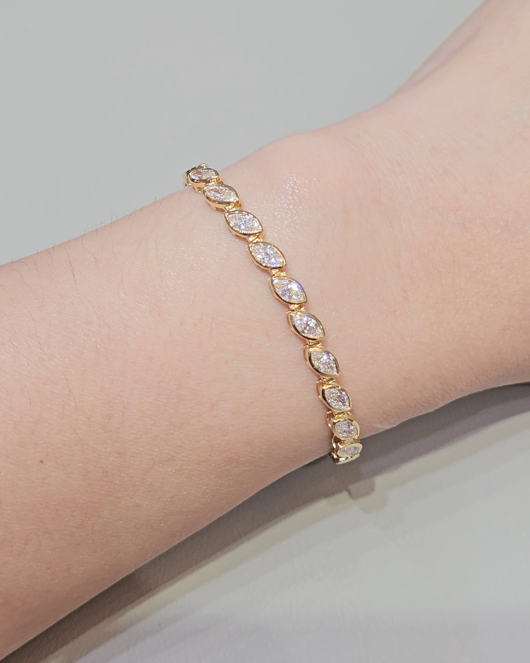 Marquise Cut Lab Grown Diamond Bezel Bracelet
