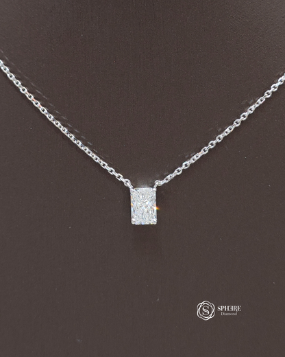 Radiant cut Diamond Pendant Necklace
