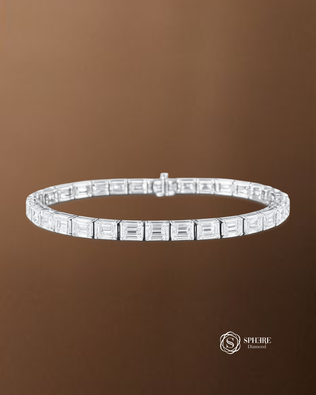 Emerald Cut Lab Grown Diamond Tennis Bracelet by Sphere Diamond Bangkok Thailand