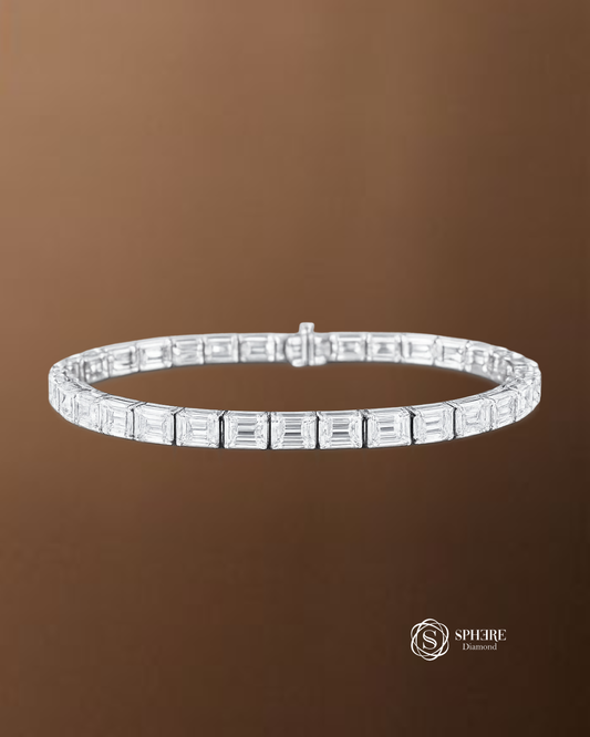 Emerald Cut Lab Grown Diamond Tennis Bracelet by Sphere Diamond Bangkok Thailand