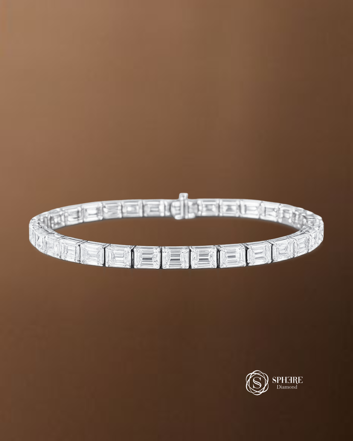 Emerald Cut Lab Grown Diamond Tennis Bracelet by Sphere Diamond Bangkok Thailand