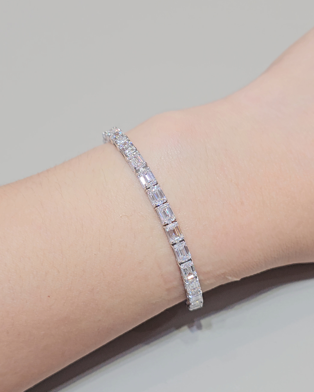 Emerald Cut Lab Grown Diamond Tennis Bracelet