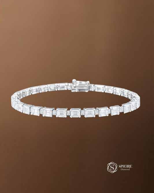Emerald Cut Lab Grown Diamond Tennis Bracelet by Sphere Diamond Bangkok Thailand