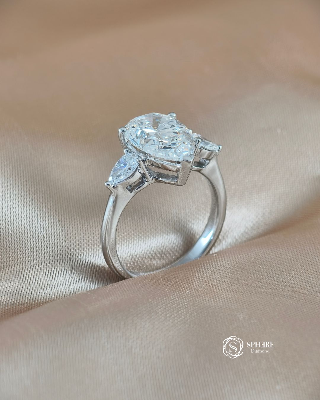 3 Stones Pear Cut Diamond Ring