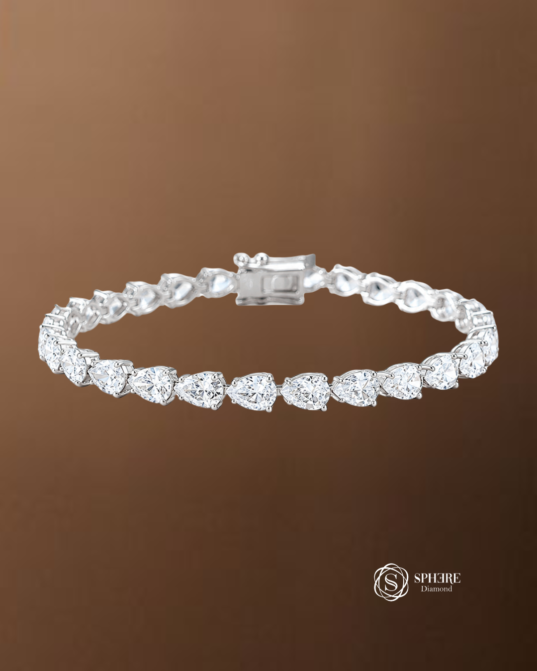 Elara Pear Cut Lab Grown Diamond Tennis Bracelet Sphere Diamond Bangkok