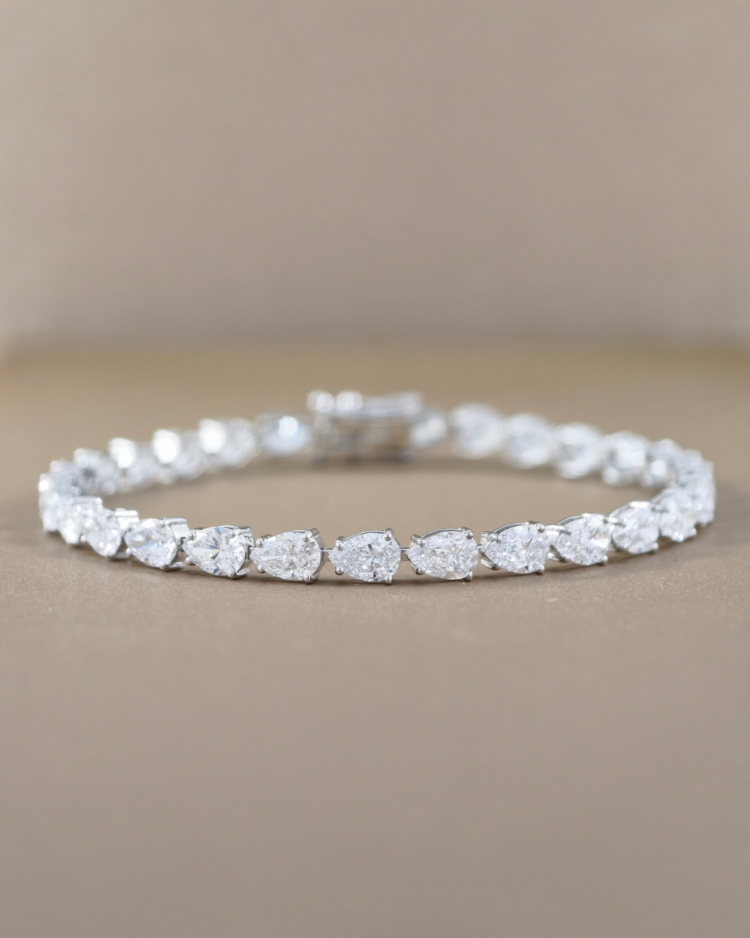 Pear Cut Lab Grown Diamond Tennis Bracelet front view Bangkok Thailand