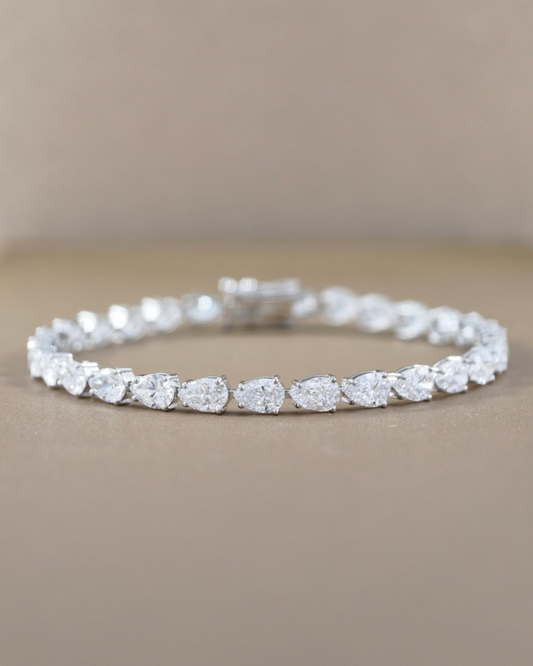 Pear Cut Lab Grown Diamond Tennis Bracelet front view Bangkok Thailand