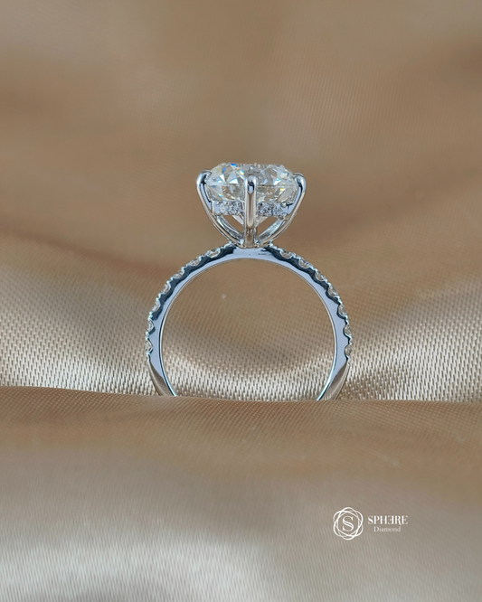 Classic Solitaire Diamond Ring with Pavé Band