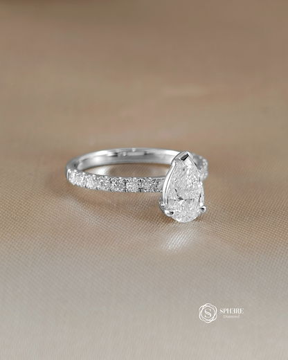 Pear  Shape Pave Diamond Ring
