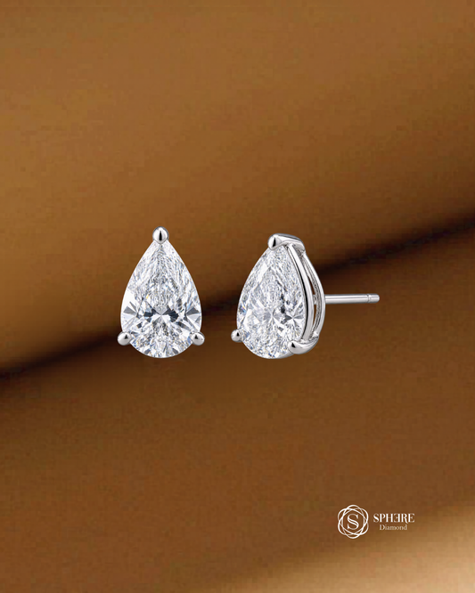 Pear lab grown diamond stud earrings in Bangkok | Sphere Diamond