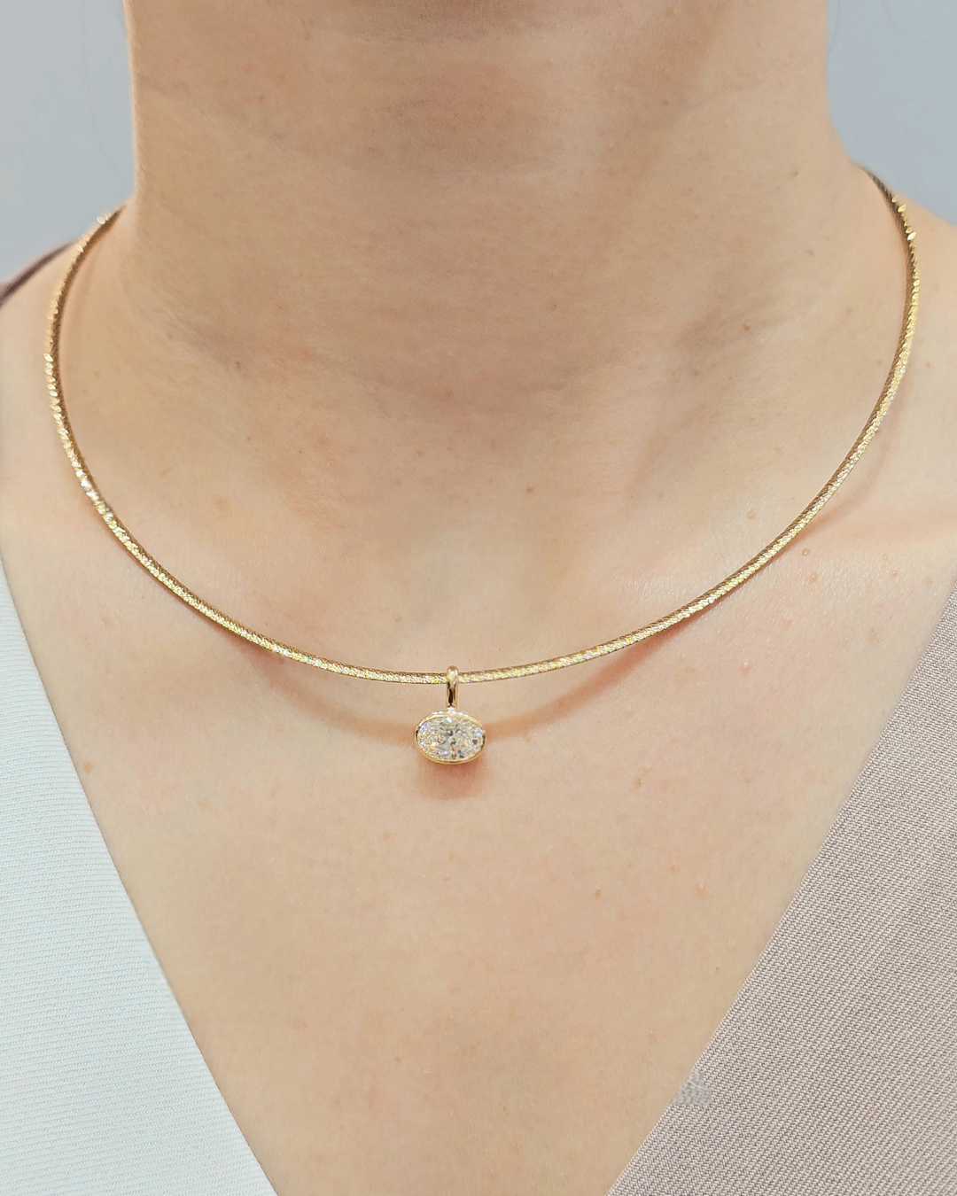 Oval Cut Lab Grown Diamond Bezel Pendant by Sphere Diamond Bangkok Thailand