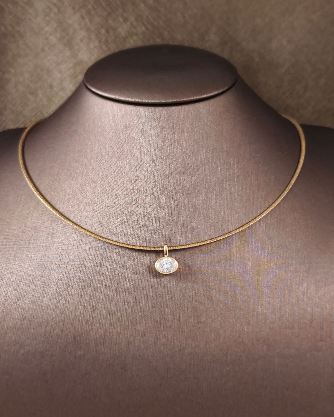 Oval Cut Lab Grown Diamond Bezel Pendant by Sphere Diamond Bangkok Thailand