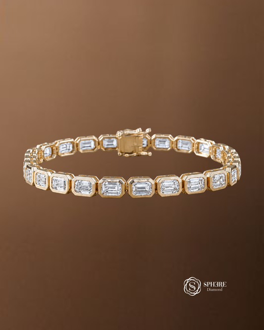 Élan Bezel Emerald Cut Lab Grown Diamond Tennis Bracelet Sphere Diamond Bangkok