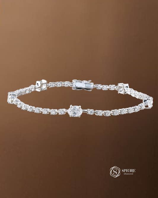 Étoile Oval and Round Lab Grown Diamond Tennis Bracelet Sphere Diamond Bangkok