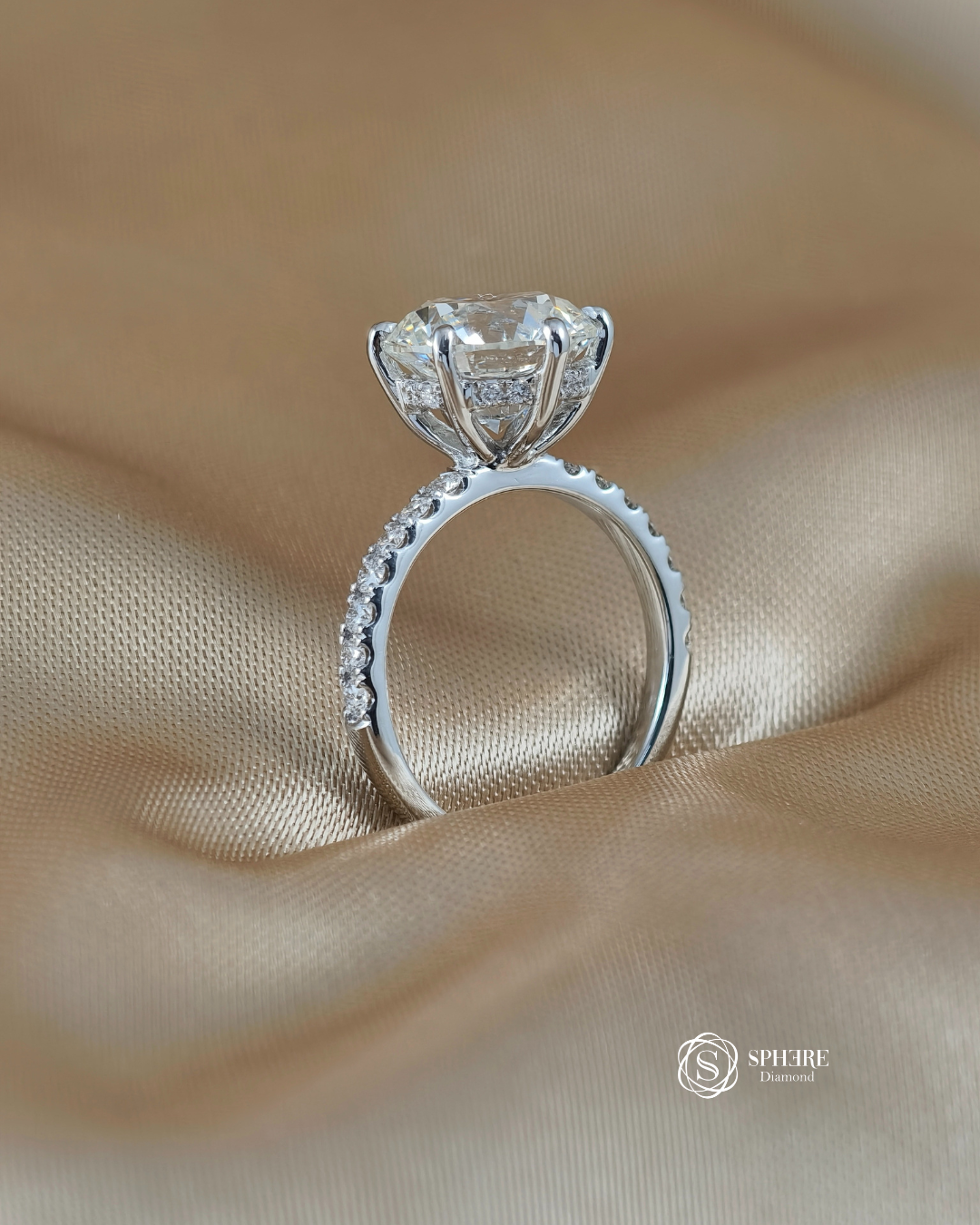 Classic Solitaire Diamond Ring with Pavé Band