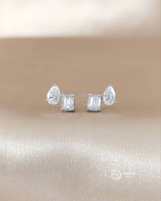 Toi Et Moi Earring - Pear & Emerald