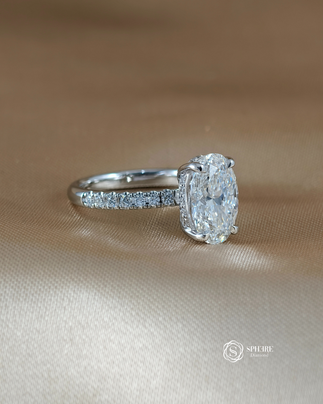 Classic Solitaire Diamond Ring with Pavé Band