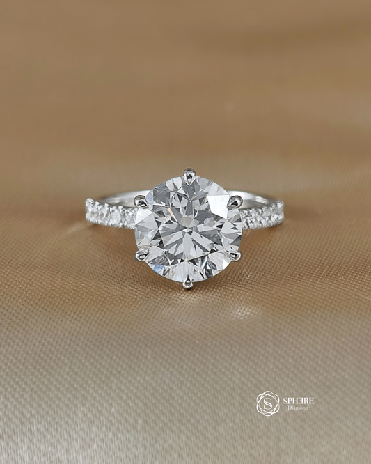 Classic Solitaire Diamond Ring with Pavé Band