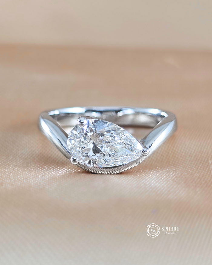 Pear Diamond Curve Ring