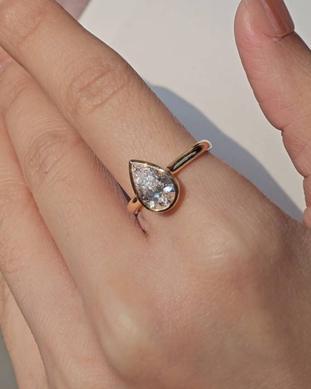 Pear Cut Bezel Love Ring